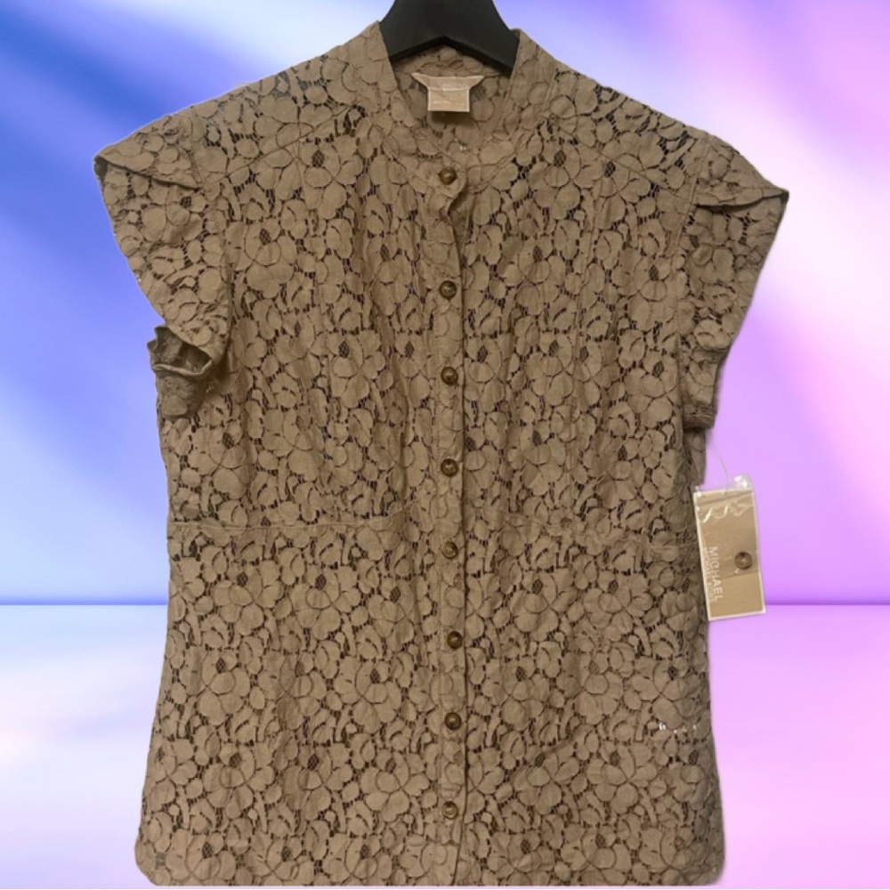 Michael Kors Tan Lace Blouse